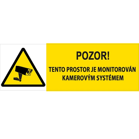 Značka Pozor – Tento prostor je monitorován kamerovým systémem, fólie, 100 × 300 mm